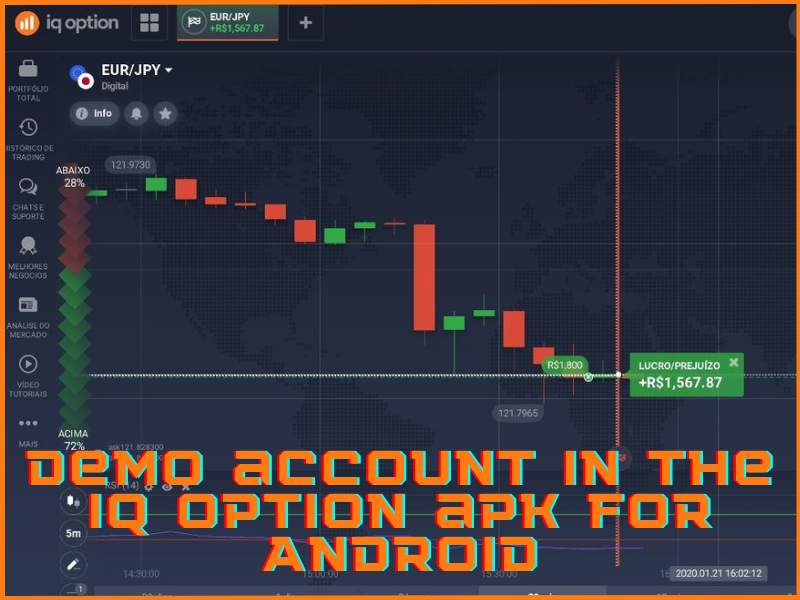 Conto demo IQ Option nell'app mobile per Android